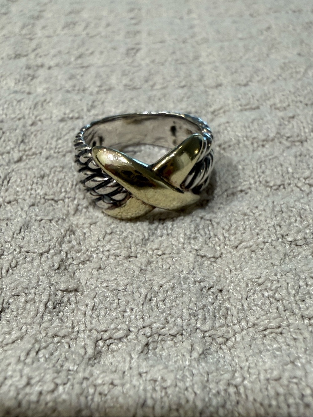 David Yurman Sterling Silver and 14K yellow gold criss cross